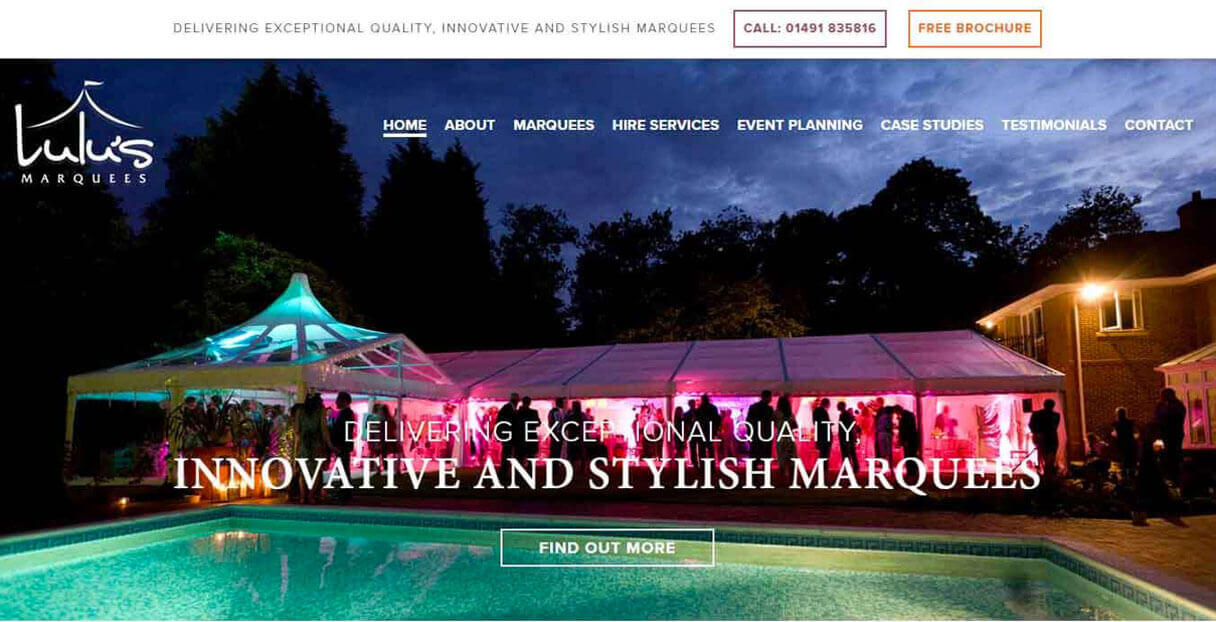 Lulu's marquees - Website by Melt Creative