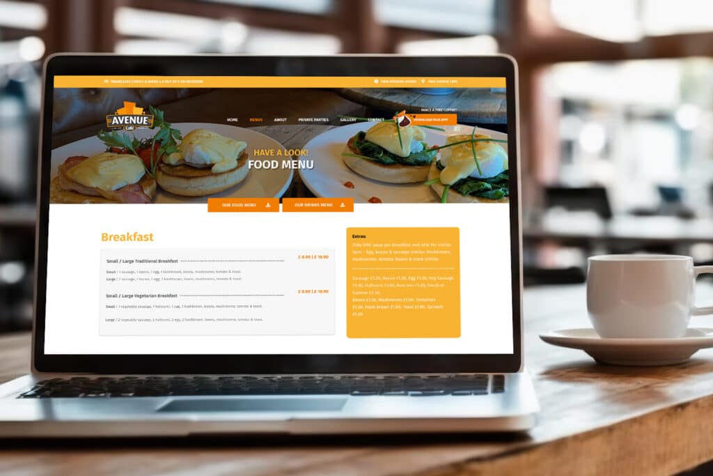 Avenue Cafe Elementor Website Development