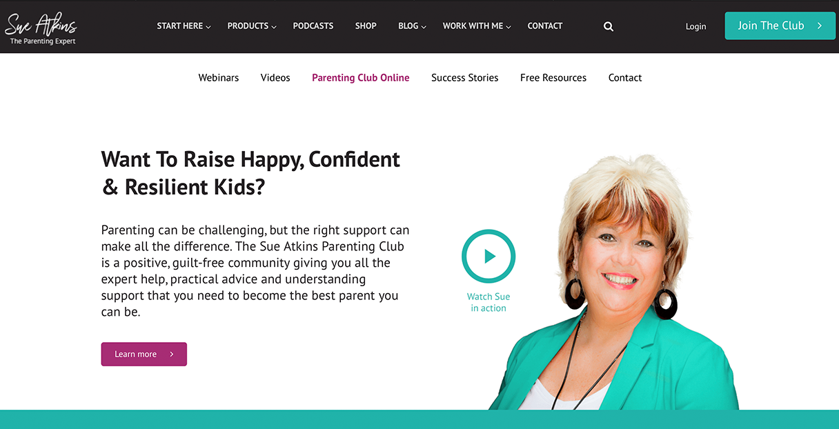 Sue Atkins Parenting Club Membership Website