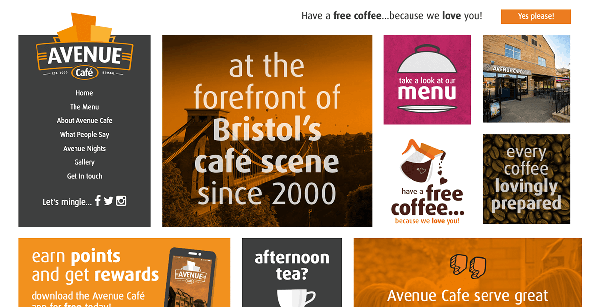 Avenue Cafe Website Design