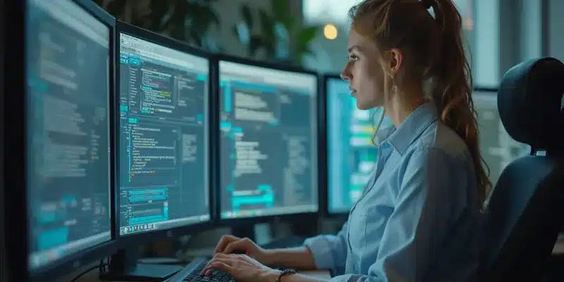 A Lady Writing Content With AI