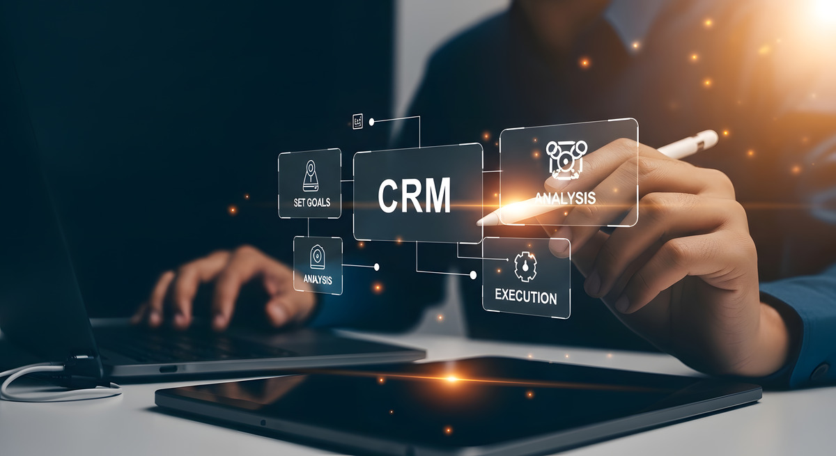 Automated marketing workflow connecting a business's email, sales and customer systems